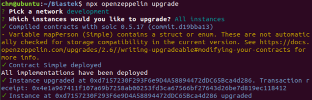 Upgradeable smart contract
